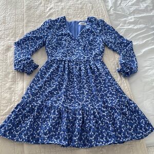 ELIZA J Blue Floral Long Sleeve Dress